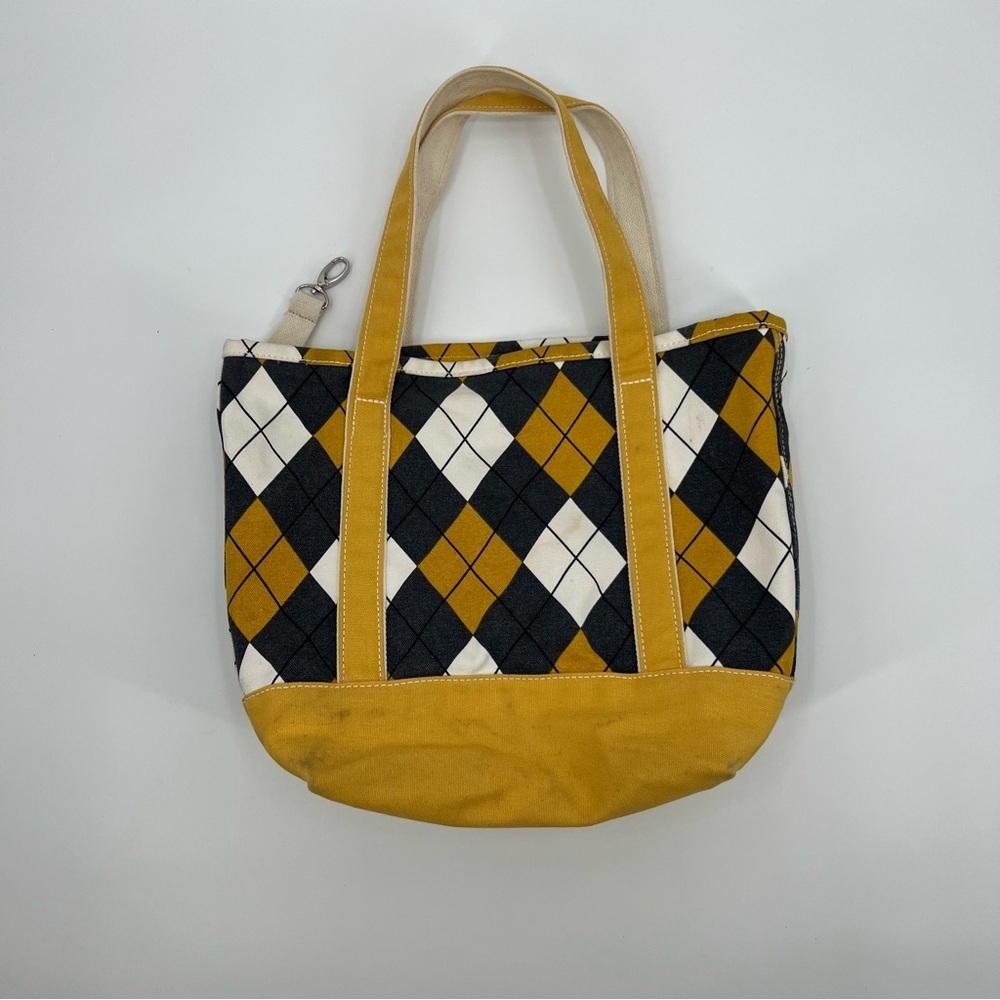 Rare Lands End Tote Bag Canvas Plaid Cotton